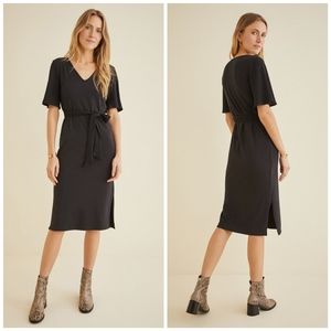 NWT Amour Vert Mizu Ribbed Black Midi Dress XS
